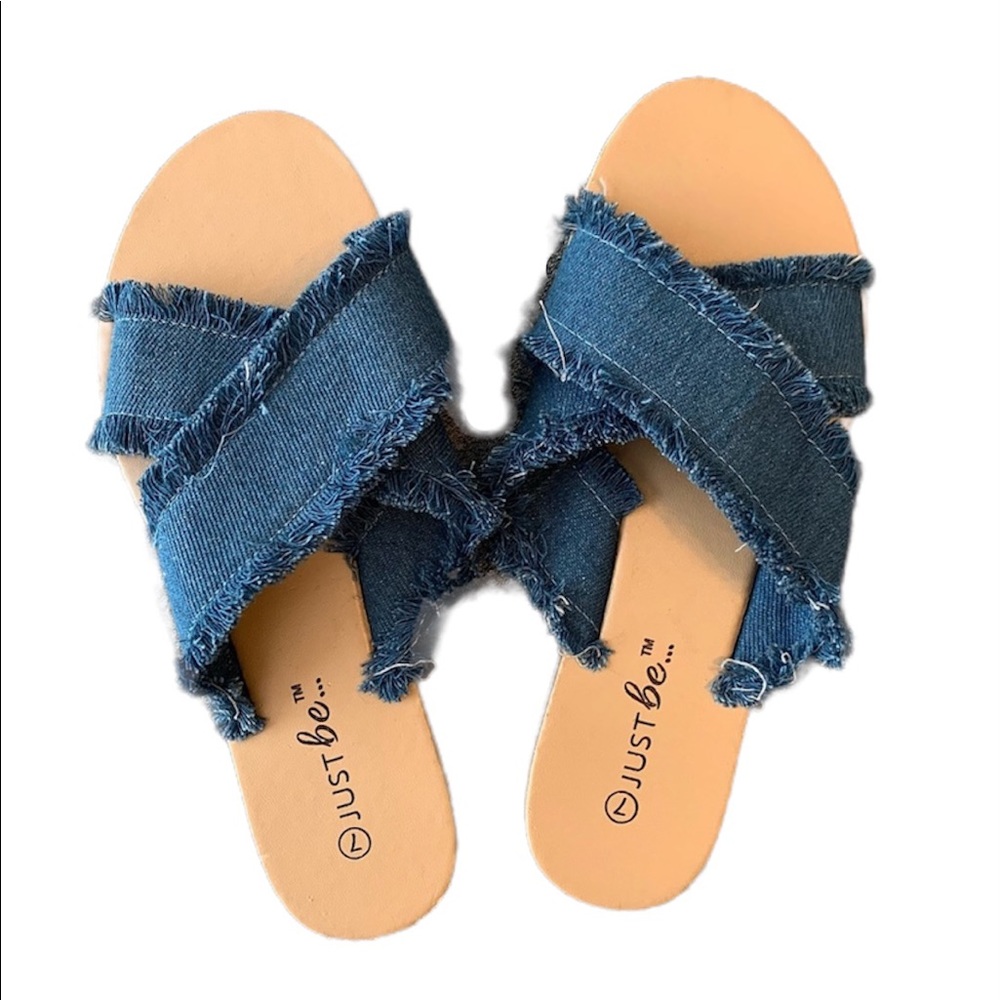 Just Be Brand Denim Slide Sandals